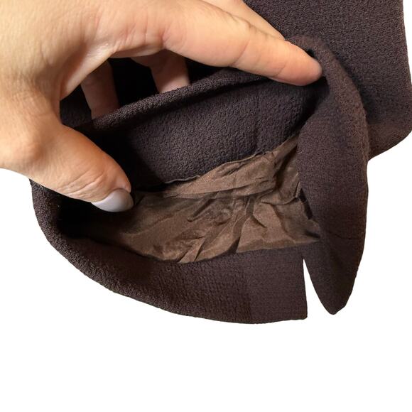 Chado Ralph Rucci Vintage 100% Wool Brown Pants Trousers Whipstitch Detail sz 6 - Picture 6 of 9